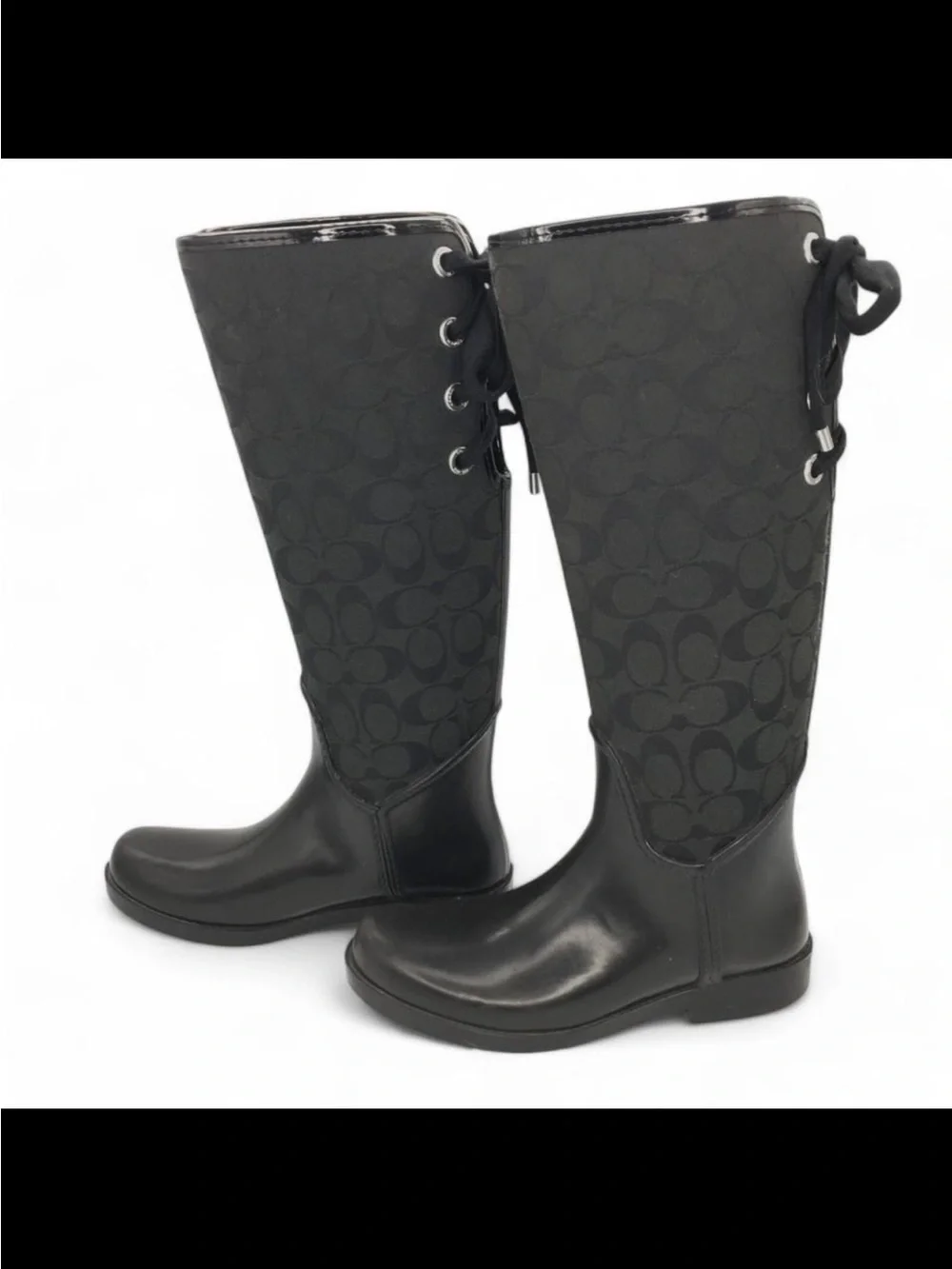 Coach Black Signature Lace-Back Over-the-Knee Boots